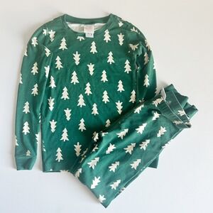 Hanna Andersson Kids Green Christmas Pine Tree Modal Holiday Pajama Set Size 8
